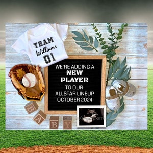 Digital Sports Baby Announcement,Editable Baseball Pregnancy Announcement, Baseball Baby Announcement, all star lineup baby announcement image 3