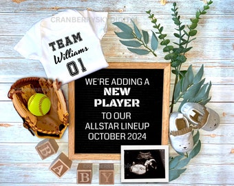 Softball Baby Announcement Digital Softball Pregnancy Reveal Social Media Sports Baby Announcement Gift For Softball Player Parents To Be