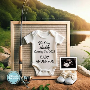 Faire-part de grossesse copain de pêche Faire-part de bébé pêcheur numérique Réseaux sociaux en plein air pour bébé : cadeau pêcheur pour futur papa