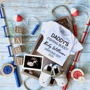Digitale Vissen Buddy Zwangerschap Aankondiging Vissen Baby Aankondiging Social Media Outdoor Zwangerschap Aankondiging Cadeau voor papa als moeder