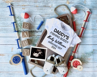 Schwangerschaftsmitteilung: Outdoor Fischer Baby offenbaren Großeltern (Digital)