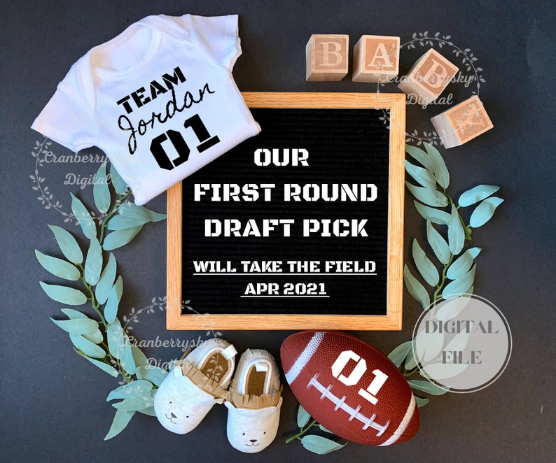 Digital Sports Baby AnnouncementEditable Football Pregnancy Etsy