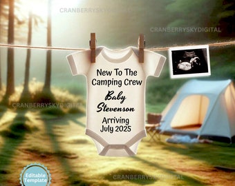 Camping Pregnancy Announcement Digital Camping Baby Announcment Social Media Outdoors Baby Reveal Camper Gift For Expecting Baby Mom To Be