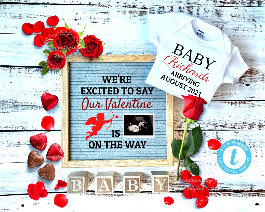 Digital Valentine's Day Baby Announcement Valentine's Etsy