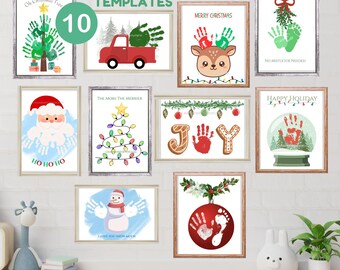 Christmas Handprint Art Bundle, Holiday Keepsake For Baby Toddlers Craft Activities (Digital)