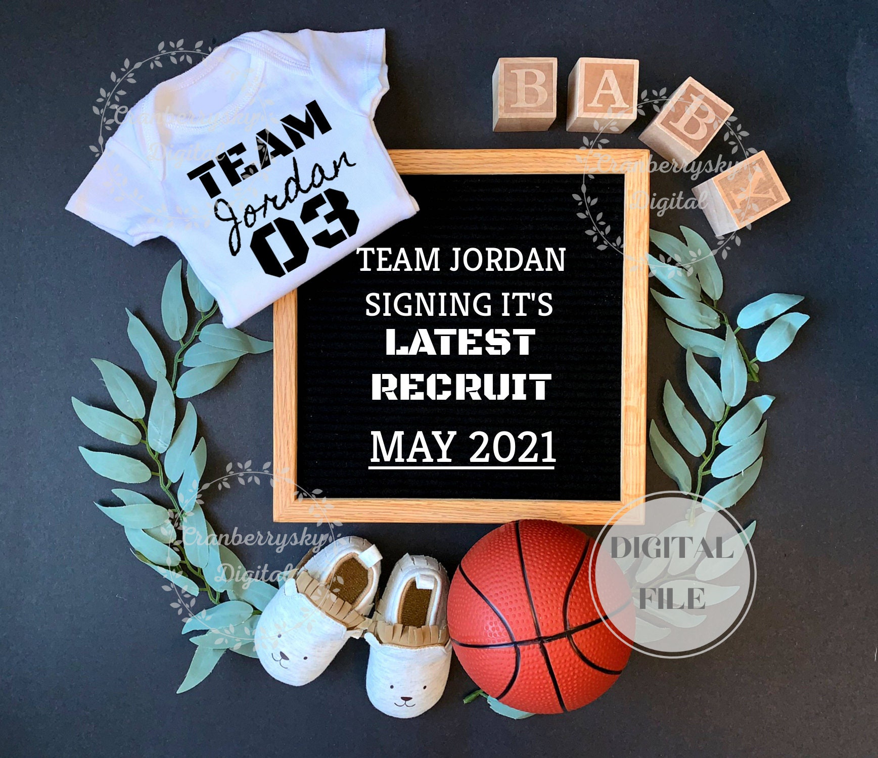Digital Sports Baby AnnouncementBasketball Pregnancy Etsy