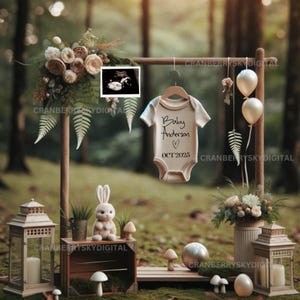 Forest Baby Announcement Digital Social Media Nature Adventure Pregnancy Announcement Gender Neutral Secret Garden Woodland Baby Shower