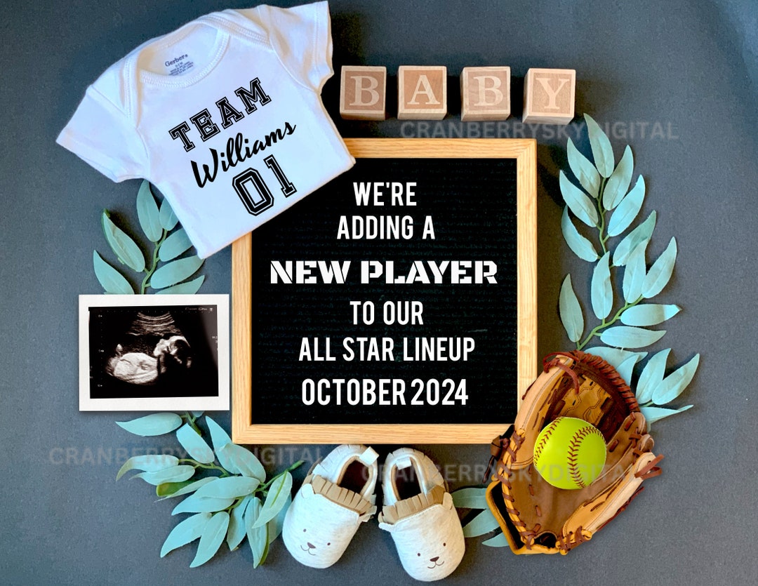 Digital Sports Baby Announcement, Softball Pregnancy Announcement