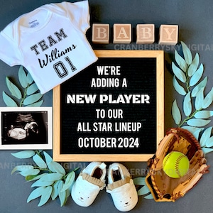 Digital Softball Pregnancy Announcement: Sports Baby Reveal (Digital Download)