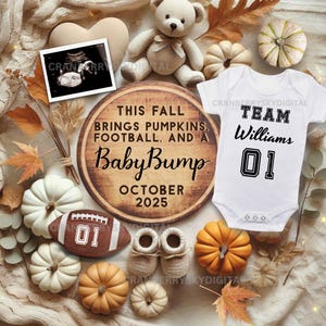 Faire-part de grossesse football automne sport numérique bébé révéler grossesse football automne révéler cadeau baby shower football automne pour fans de football