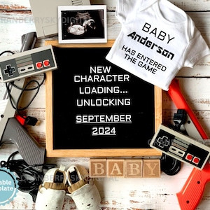Videospiel-Player Schwangerschaftsankündigung Digital Retro Videospiel Babymitteilung Social Media Gamer Schwangerschaft offenbaren Geschenk für Papa