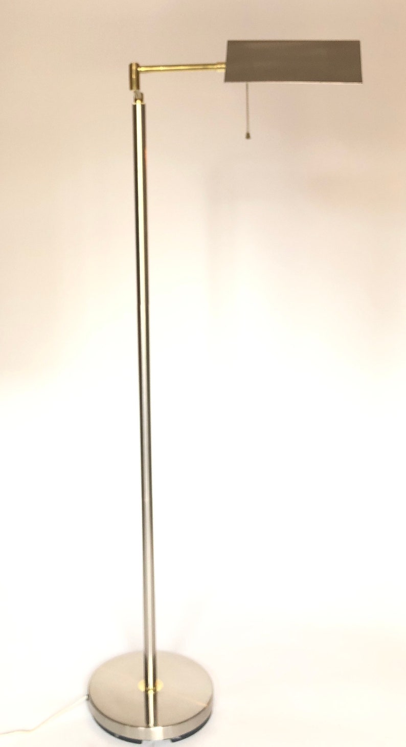 Vintage Chrome And Brass Pharmacy Floor Lamp Mid Century Koch Lowy