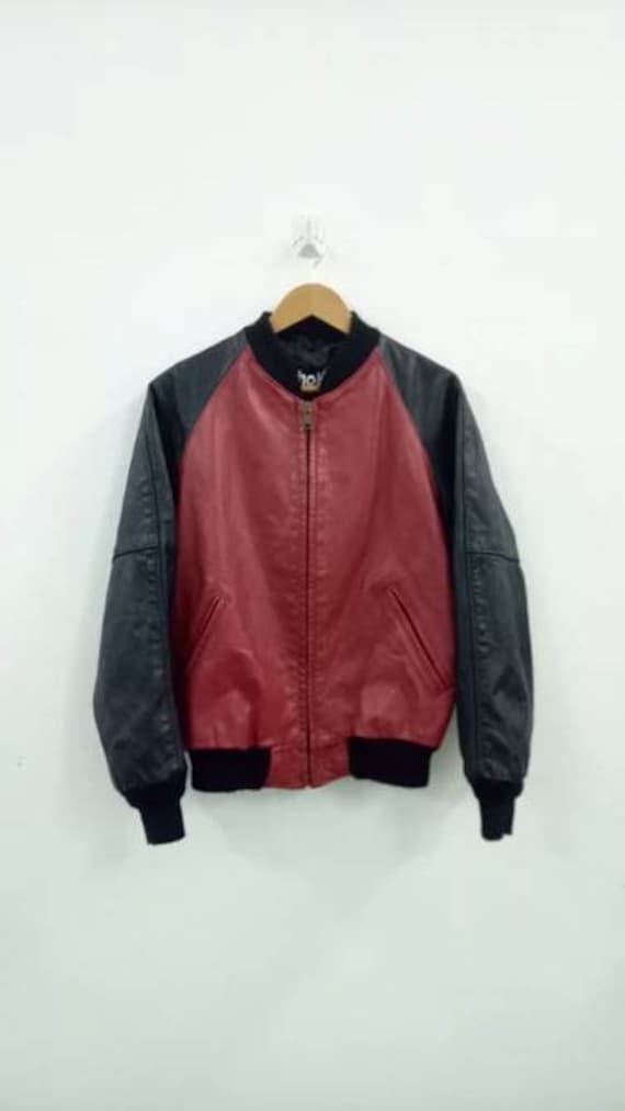 Schott red/black colors leather jacket motorcycle