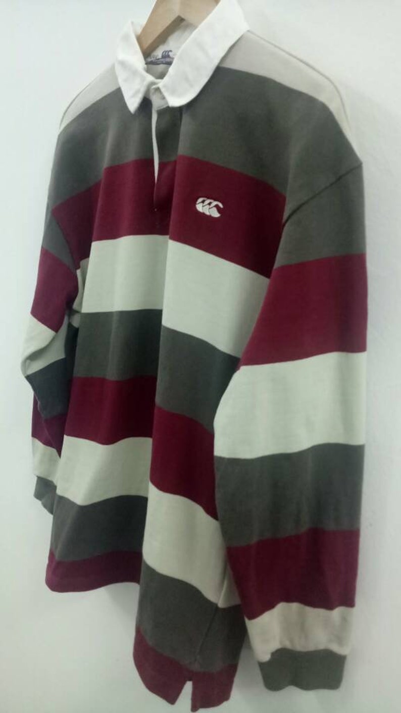 Vintage Canterbury of New Zealand stripes rugby shirt long sleeves L size