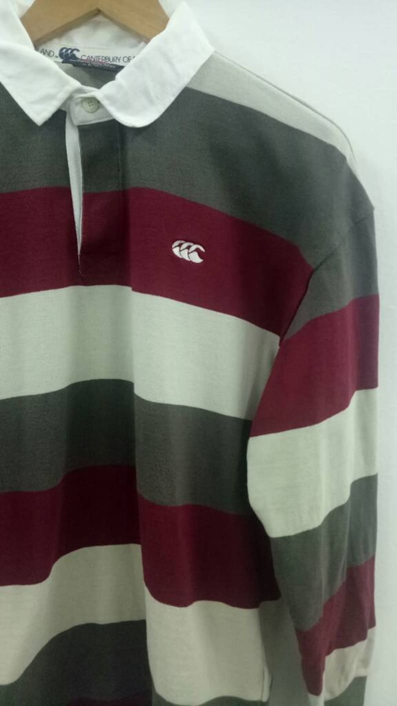 Vintage Canterbury of New Zealand stripes rugby shirt long sleeves L size