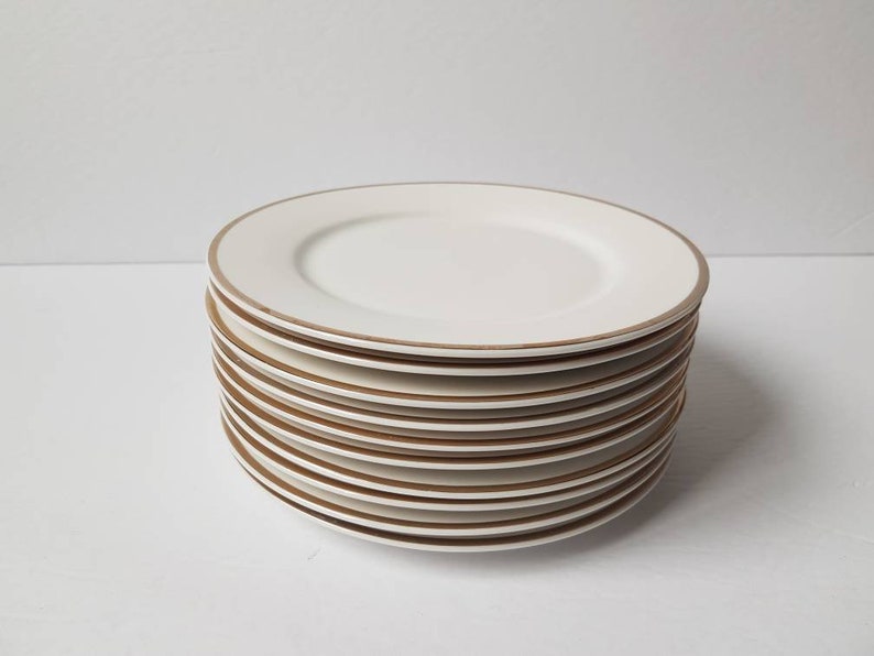 White With Gold Trim Porcelain Salad / Side Plates Etsy Canada