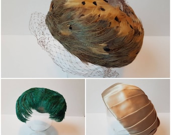 Vintage Feathered and Pill Box Hats