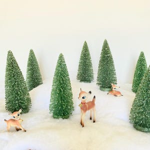 Iridescent Green Glitter Large Retro Bottle Brush Tree | 8 inches tall | Bottlebrush Christmas Trees | Vintage Holiday Decor |