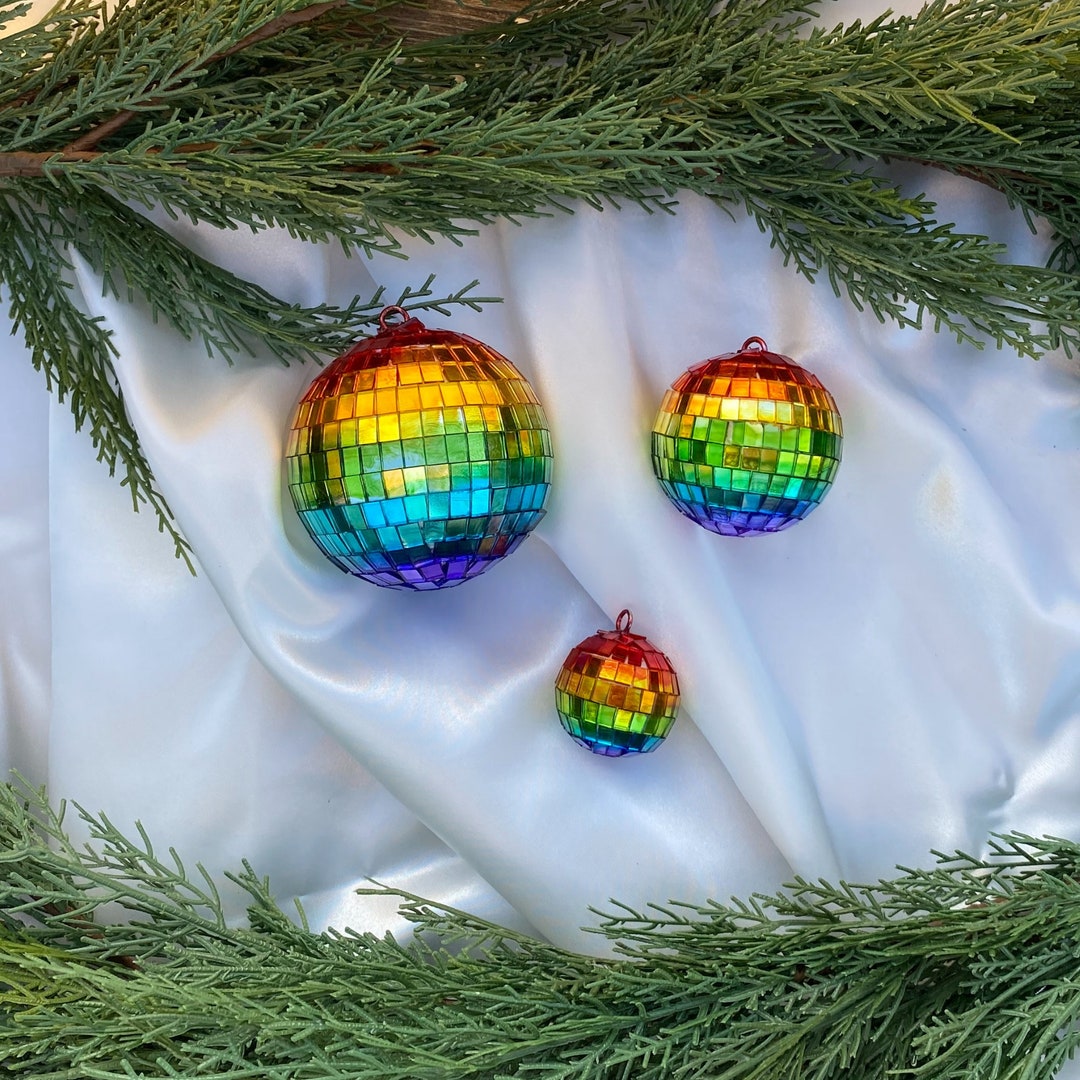 Individual Rainbow Disco Ball Ornaments Rainbow Ombre Etsy