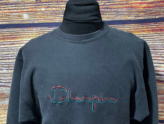 Vintage Champion Black Reverse Weave 1980s Crewne… - image 3