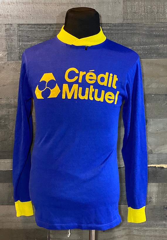 Vintage 1980s Credit Mutuel Blue / Yellow Soccer J