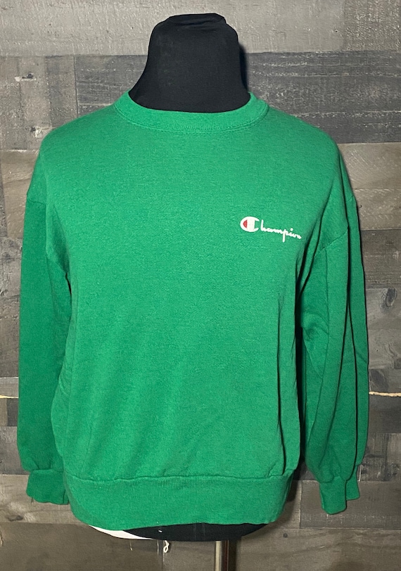 Vintage 80s Champion Green Crewneck 1980s Sweatshi