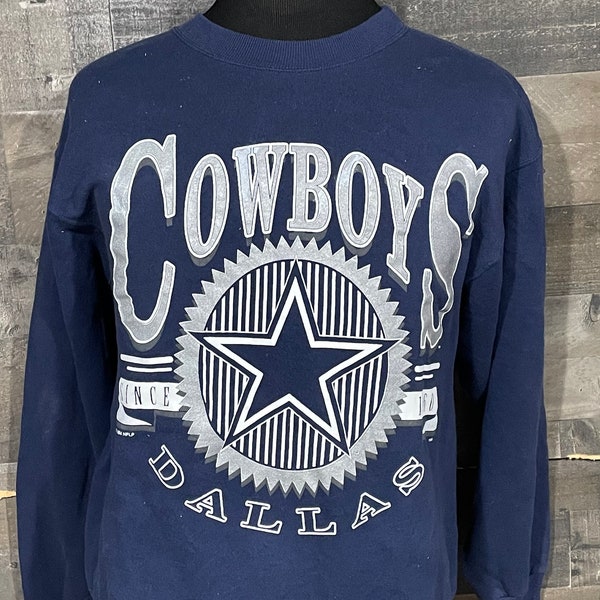 Vintage Dallas Cowboys NFL Football 1990s Blue Crewneck Sports Sweatshirt / Vintage Cowboys Sweatshirt / Vintage Dallas Shirt Large
