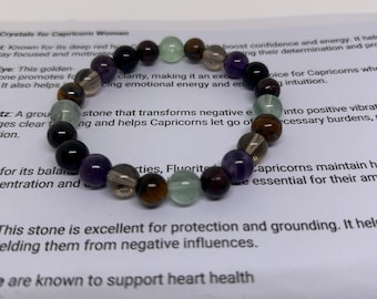 Capricorn This Elasticated Bracelet Is Handmade To Order From Crystal Gemstone 8 mm Beads Especially Recommended For The capricon Birth Sign