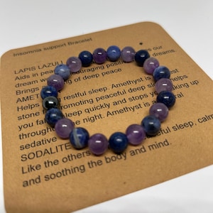 Insomnia 8mm Gemstone Bracelet  Reiki infused Elasticated Bracelet in Various sizes