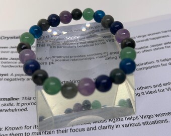 virgo Bracelet Specifically Made With  8mm Crystal Beads  Recommended For Virgo Women With Full  Description in Various sizes