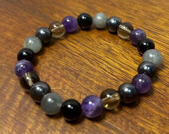 Energy Aura Cord Cutting Negatively Toxic Protection Bracelet Made with Various 8mm Gemstone Beads Elasticated Various Sizes