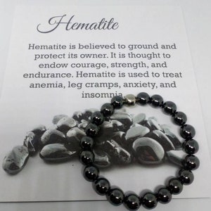 Reiki Infused 8mm Hemetite Gemstone Beaded Elasticated Bracelet image 3