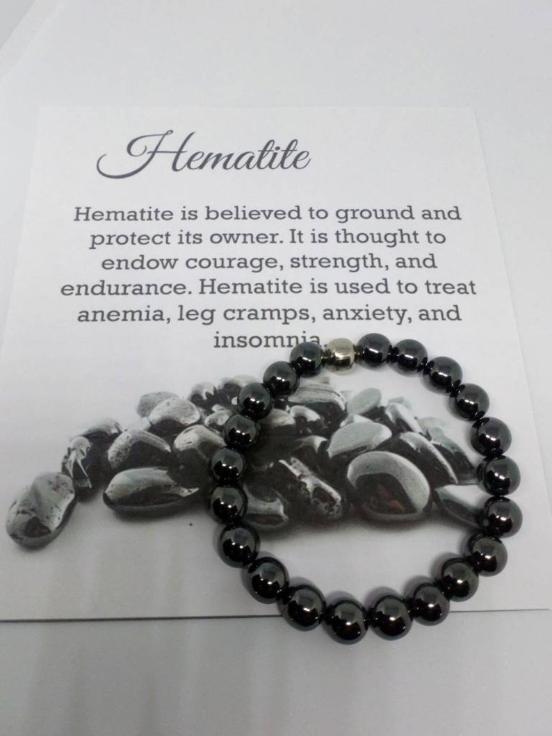 Reiki Infused 8mm Hemetite Gemstone Beaded Elasticated Bracelet image 3