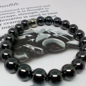 Reiki Infused 8mm Hemetite Gemstone Beaded Elasticated Bracelet image 2