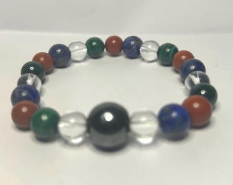 Anti-Nausea Vertigo Sea Car Air Sickness Travel Support Bracelet Made With 8mn Gemstone Beads Elastcated