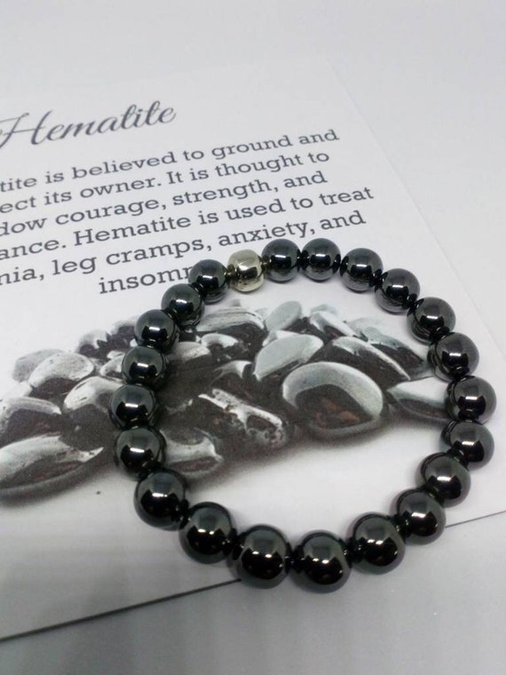 Reiki Infused 8mm Hemetite Gemstone Beaded Elasticated Bracelet
