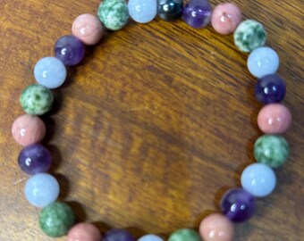 Lung Support Bracelet Made With Various 8mm Gemstone Beads To Support The Lungs Elasticated Various sizes