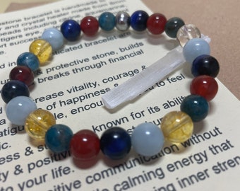 Positive Energy Happiness and wellbeing Fatigue Stress Management Elasticated 8mm Gemstone Bracelet In various sizes