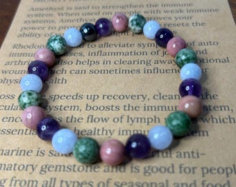 Immunity Boosting Crystal Healing Support Bracelet Made With 8mm Gemstone Beads Made To Order In Various Sizes