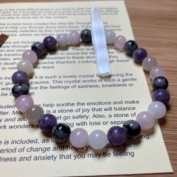 Grief /  Help Me Through Different Times Reiki infused Gemstone  Elasticated Bracelet in various sizes