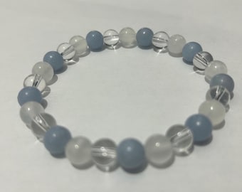 Angel Communication And Peace Support Bracelet Handmade To Order From 8mm Gemstone Crystal  Beads Elasticated