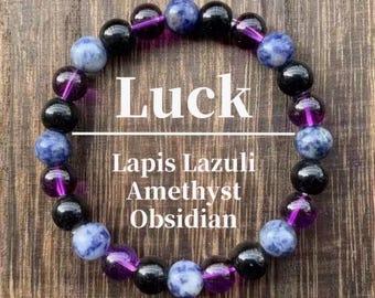 Luck Support Bracelet Made With Specially Chosen Genuine 8mm Gemstone Beads To Manifest Luck And Good Fortune Handmade To Order Various Size