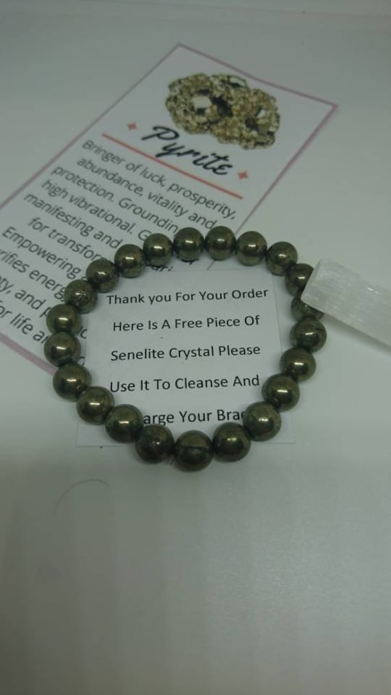 Genuine Grade A Pyrite 8mm Elasticated Bracelet for Protection Against  Negative and Unwanted Energy in Various Sizes 