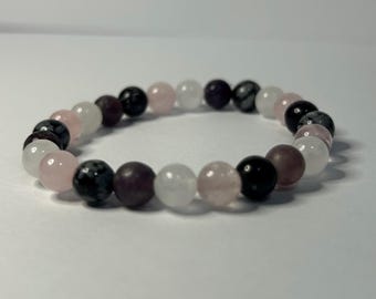 Grief /  Help Me Through Difficult Times Reiki infused 6mm  Gemstone  Elasticated Bracelet in various sizes