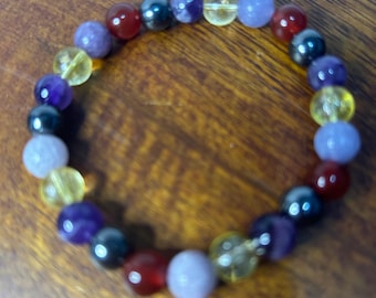 Menopause Support Crystal Bracelet Made With 8mm Gemstone Crystal Beads Elasicated Various Sizes Handmade To Order