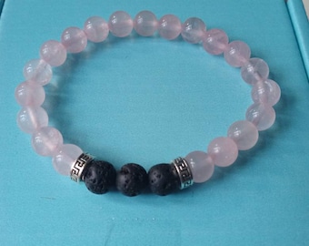 Rosenkvarts aromaterapiarmband: Vulkanisk sten eterisk oljediffusor