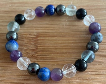 Pain Management Gemstone Bracelet: Black Tourmaline, Amethyst, Lapis Lazuli