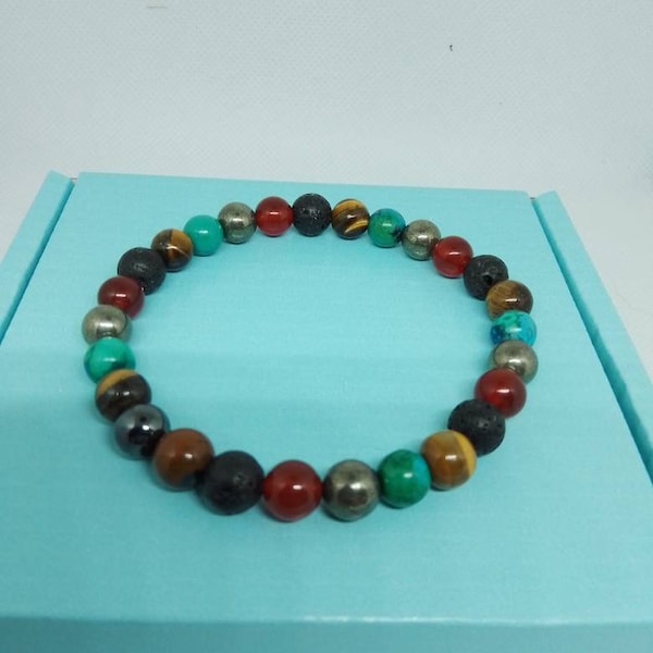 Men's Fertility Bracelet Created By Crystal And Reiki Master Made From 8mm Gemstone Beads Elasticated