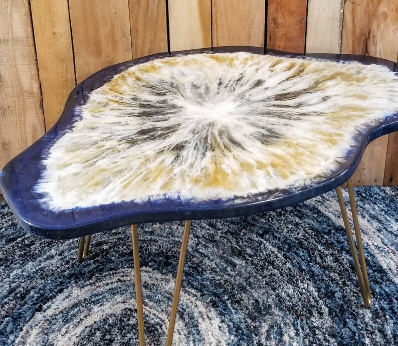 Resin Table Commission Geode Custom Made Art Natural Slice Unique Livingroom Coffee Table Side End Wedding Gift