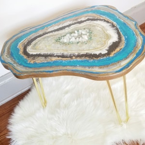 Large Commission Geode Table custom made art coffee side living room modern decor home river wedding birthday gift